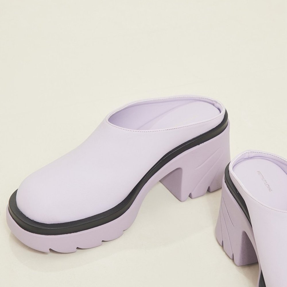 Lilac Platform Contrast Chunky Sole Heeled Sandals - Picture 2 of 8